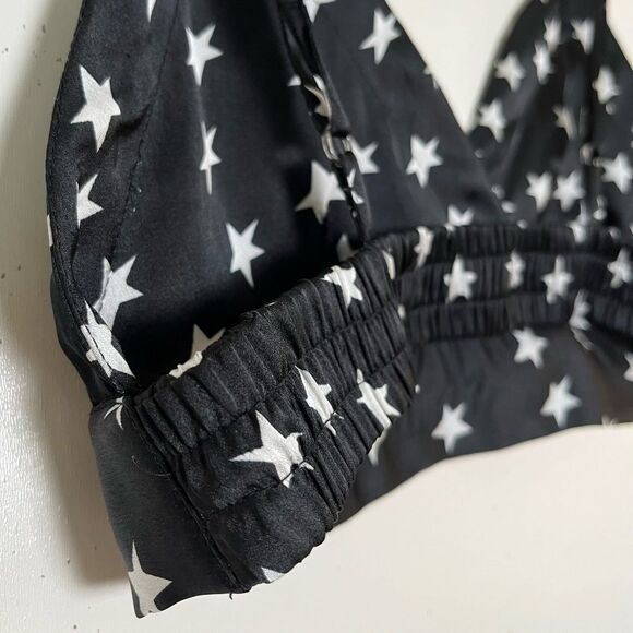 Nasty Gal 3-Pc Pajama Shorts Shirt Bralette Set Underneath The Stars NWOT Size 4 - Picture 6 of 9